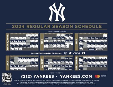 yankee schedule